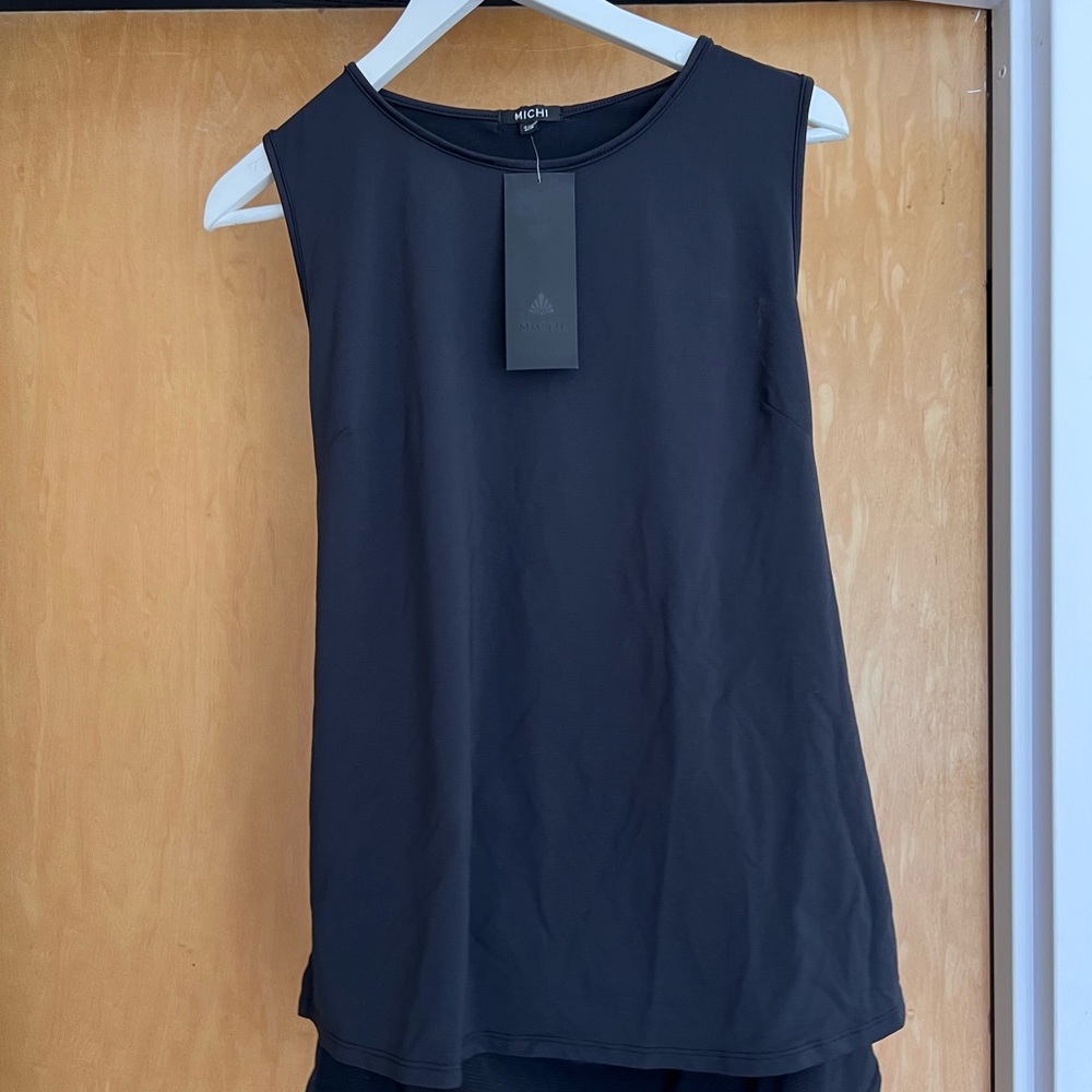 MICHI NY Black Ash Cut Out yoga tank top size small BNWT - Picture 3 of 5